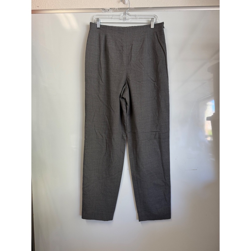 Talbots Womens Gray Wool Blend Stretch Straight Leg Dress Pants Side Zip Size 12
